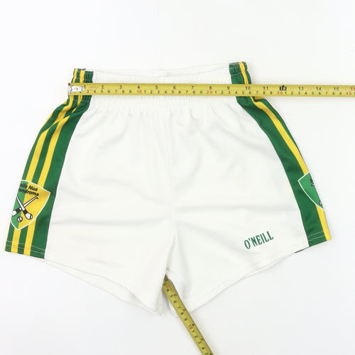 O'Neill Boys White Green Athletic Sports Shorts 24in Elastic Waist
