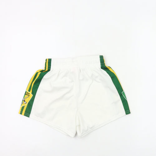 O'Neill Boys White Green Athletic Sports Shorts 24in Elastic Waist