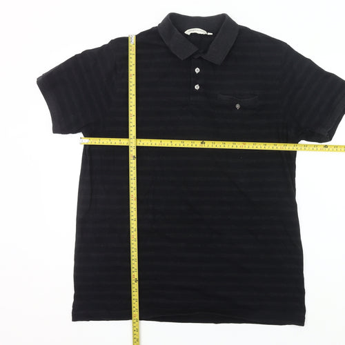 Kangaroo Poo Men’s Black Striped 2XL Polo Shirt Cotton Blend