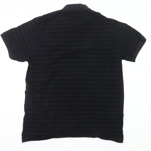 Kangaroo Poo Men’s Black Striped 2XL Polo Shirt Cotton Blend