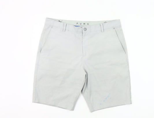 Puma Mens Grey Chino Shorts Size 24 Regular Fit Casual Summer