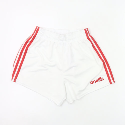 O'Neills Boys White Athletic Shorts 28in Elastic Waist Football Training