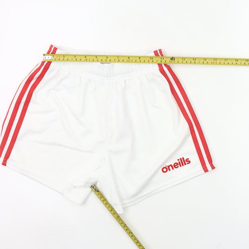 O'Neills Boys White Athletic Shorts 28in Elastic Waist Football Training