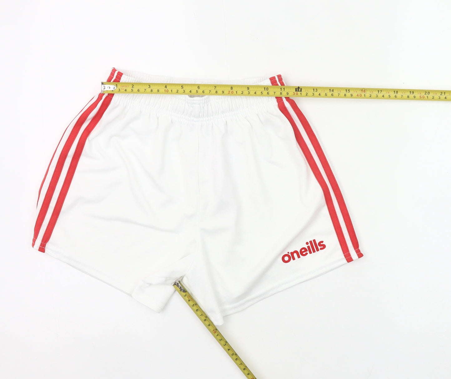 O'Neills Boys White Athletic Shorts 28in Elastic Waist Football Training