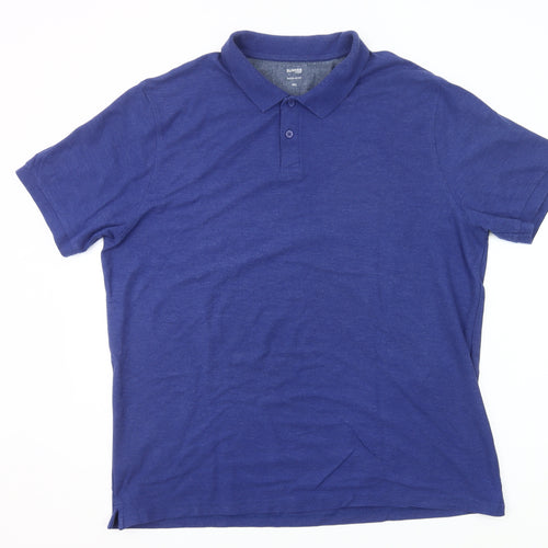 Dunnes Stores Men's Blue 2XL Regular Fit Cotton Blend Polo Shirt