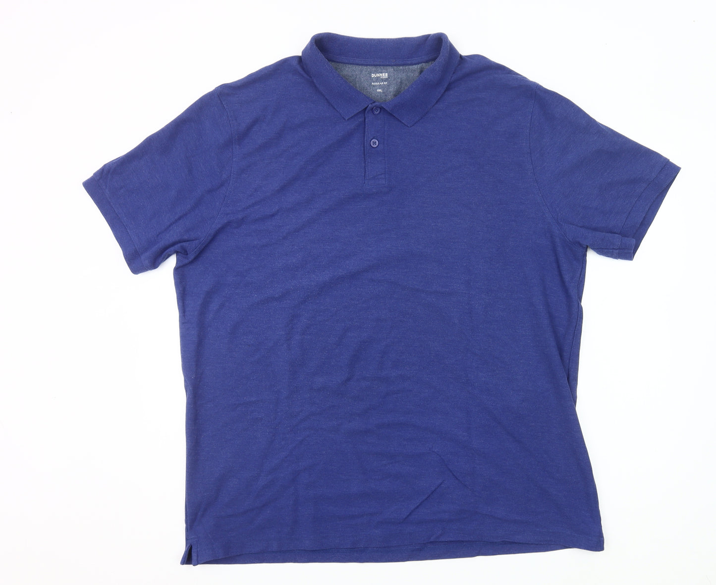 Dunnes Stores Men's Blue 2XL Regular Fit Cotton Blend Polo Shirt