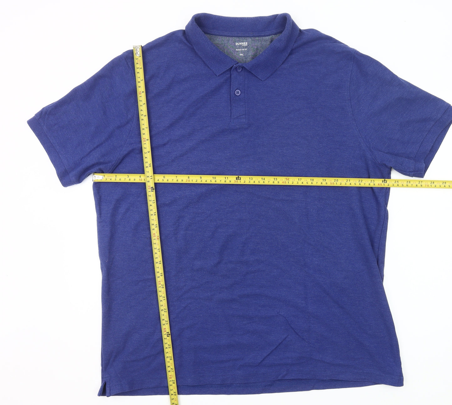 Dunnes Stores Men's Blue 2XL Regular Fit Cotton Blend Polo Shirt