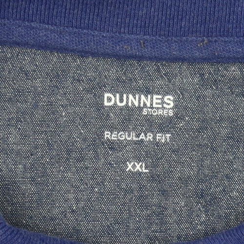 Dunnes Stores Men's Blue 2XL Regular Fit Cotton Blend Polo Shirt