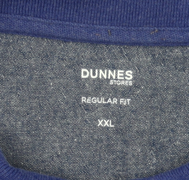Dunnes Stores Men's Blue 2XL Regular Fit Cotton Blend Polo Shirt