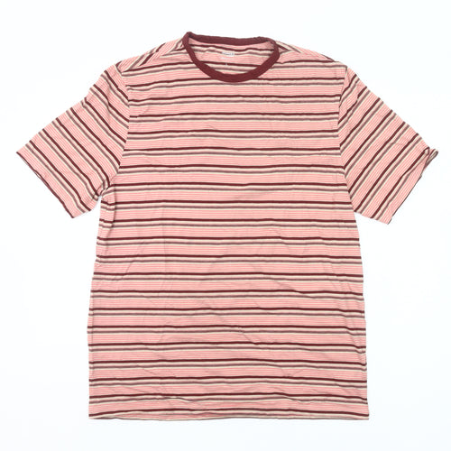 Dunnes Stores Men's Multicoloured Stripe Crew Neck Regular Fit T-Shirt Size L