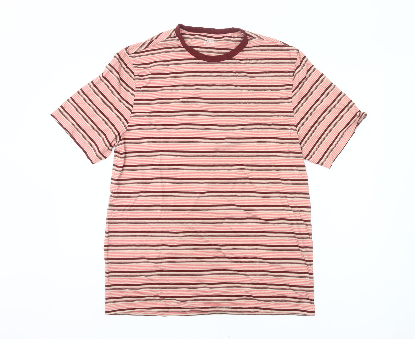 Dunnes Stores Men's Multicoloured Stripe Crew Neck Regular Fit T-Shirt Size L