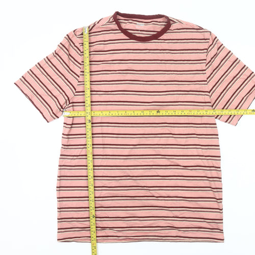 Dunnes Stores Men's Multicoloured Stripe Crew Neck Regular Fit T-Shirt Size L