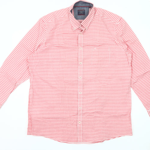 Casa Moda Men's Red Check Button-Down XL Shirt Long Sleeve Cotton