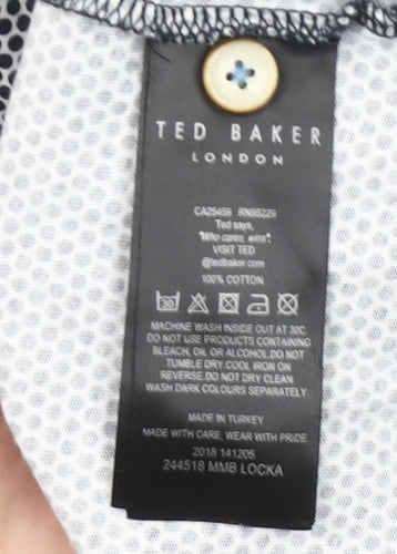 Ted Baker Men's Grey Polo Shirt Size S Short Sleeve Cotton