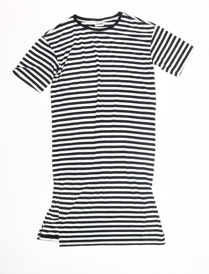Noisy May Women’s Black White Striped T-Shirt Dress M