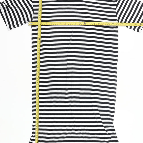 Noisy May Women’s Black White Striped T-Shirt Dress M