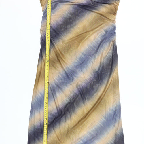 Primark Women’s Multicoloured Bodycon Midi Dress L Tie Dye Long Sleeve