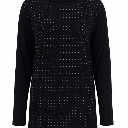 Vila Womens Black Studded Tunic Blouse Size M Long Sleeve Party Top