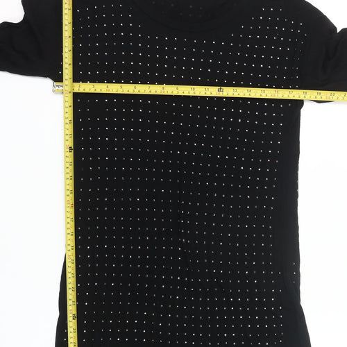 Vila Womens Black Studded Tunic Blouse Size M Long Sleeve Party Top