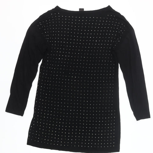 Vila Womens Black Studded Tunic Blouse Size M Long Sleeve Party Top