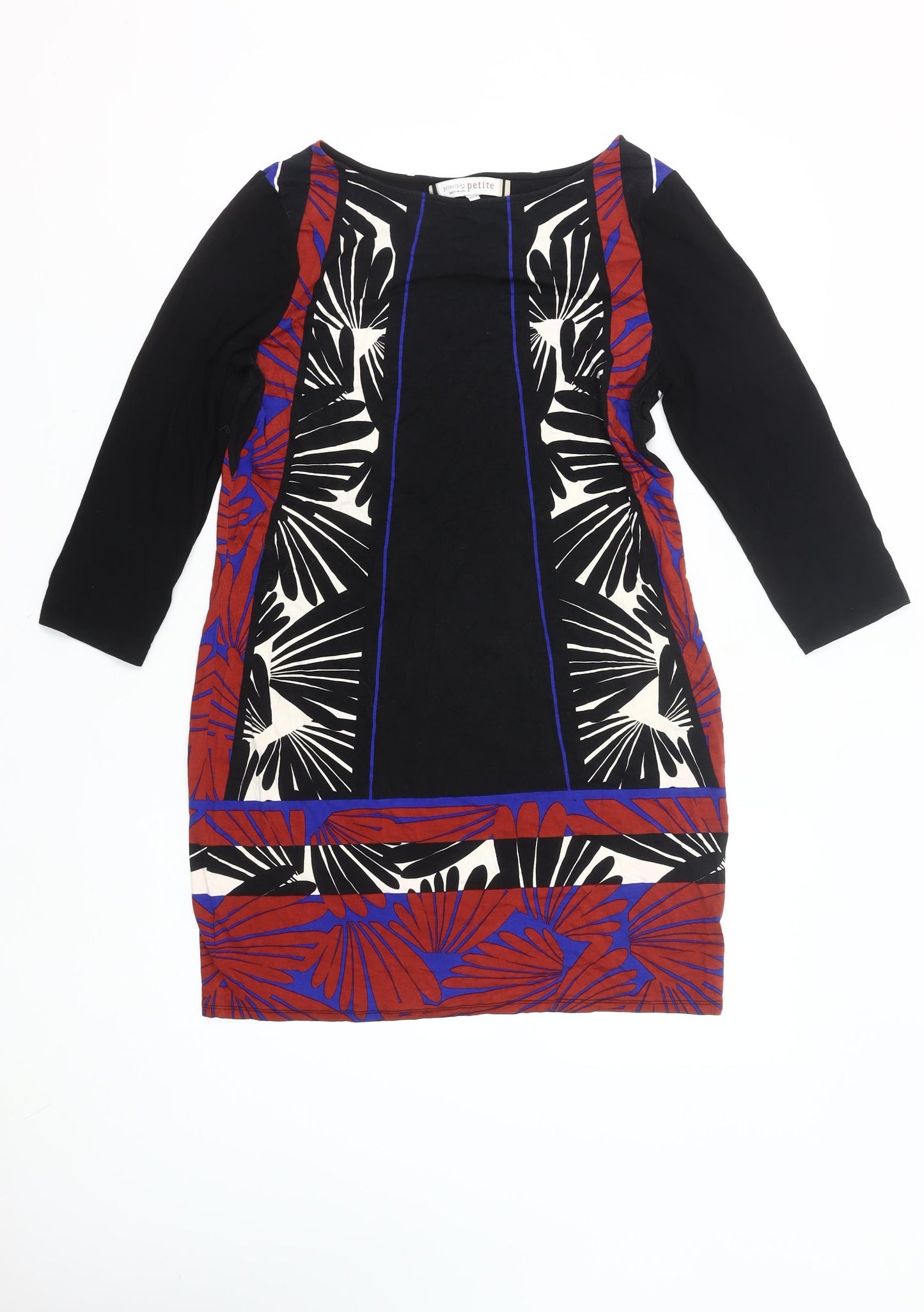 Principles Petite Women’s Shift Dress Black Red Blue Floral Size 12