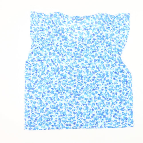Dunnes Women’s Blue Floral Blouse Top XL Sleeveless V-Neck Summer