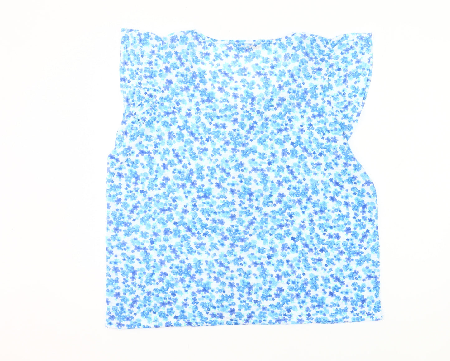 Dunnes Women’s Blue Floral Blouse Top XL Sleeveless V-Neck Summer