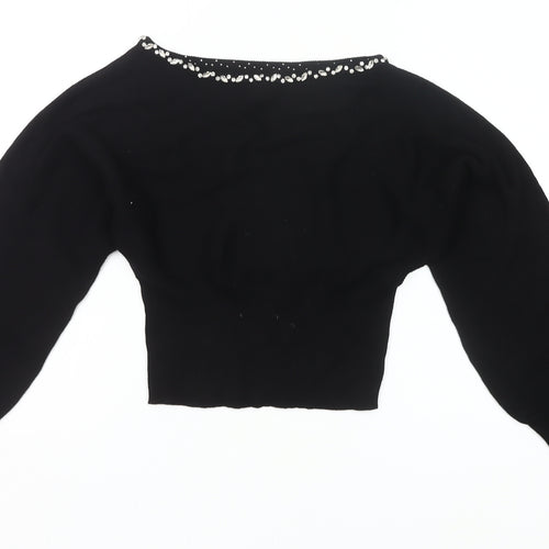 Friends Like These Womens Black Size 8 Beaded Boat Neck Jumper
