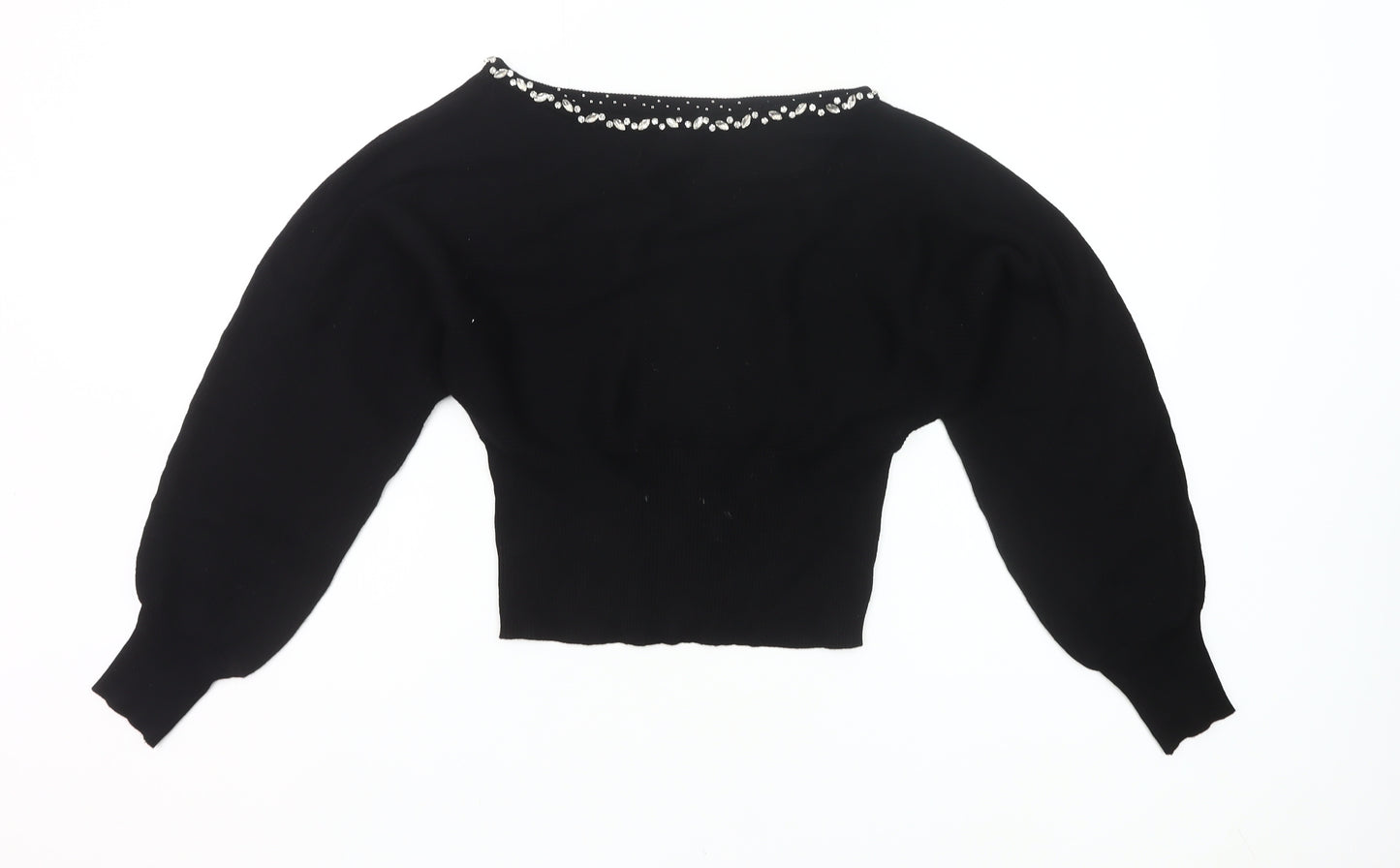 Friends Like These Womens Black Size 8 Beaded Boat Neck Jumper