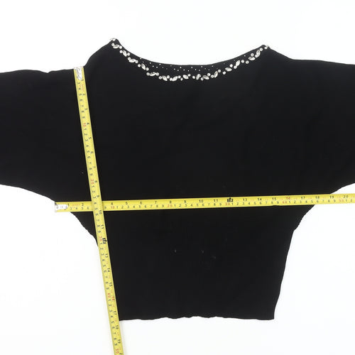 Friends Like These Womens Black Size 8 Beaded Boat Neck Jumper