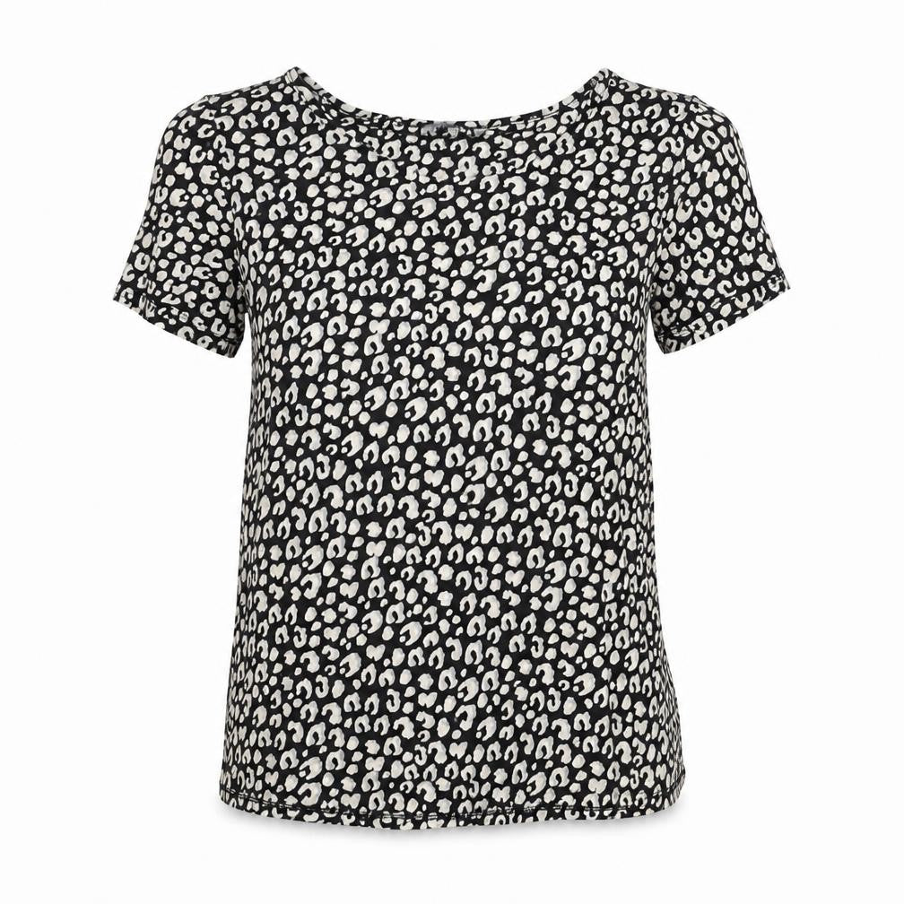 Principles Womens Black Animal Print Scoop Neck T-Shirt Size 8