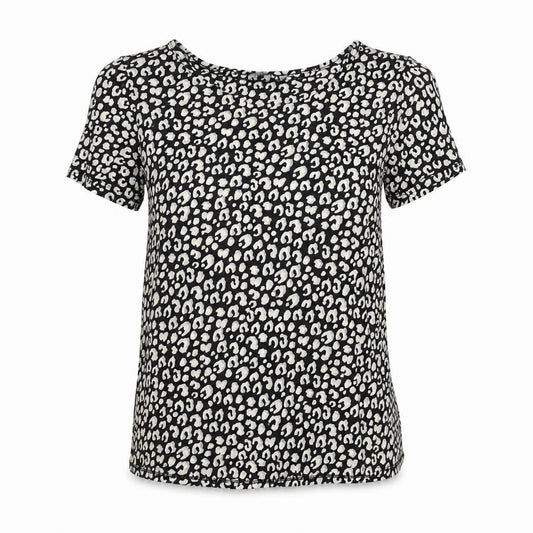 Front view of Principles women’s black animal print scoop neck t-shirt, size UK 8