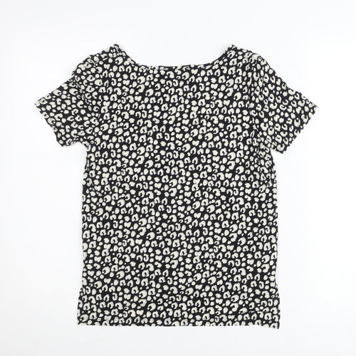 Principles Womens Black Animal Print Scoop Neck T-Shirt Size 8