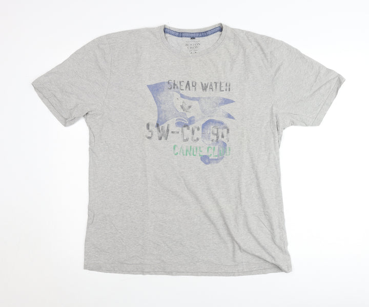 Boston Crew Men's Grey Graphic T-Shirt Size L Cotton Casual
