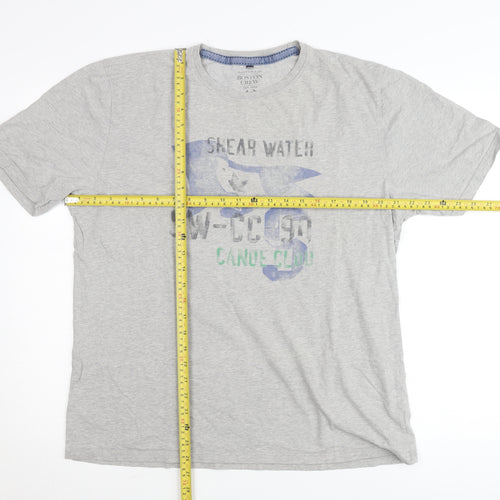 Boston Crew Men's Grey Graphic T-Shirt Size L Cotton Casual