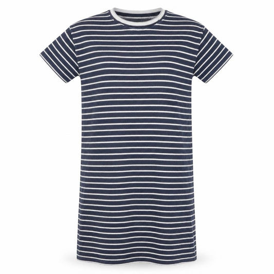 Front view of Crew Clothing Blue Striped Cotton T-Shirt Dress, size 10