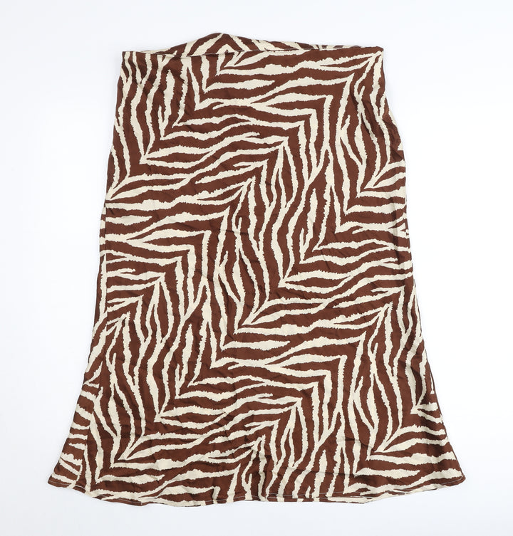 Emery Rose Women’s Brown Animal Print Midi Skirt Size XL