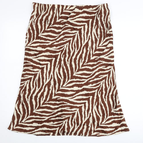 Emery Rose Women’s Brown Animal Print Midi Skirt Size XL