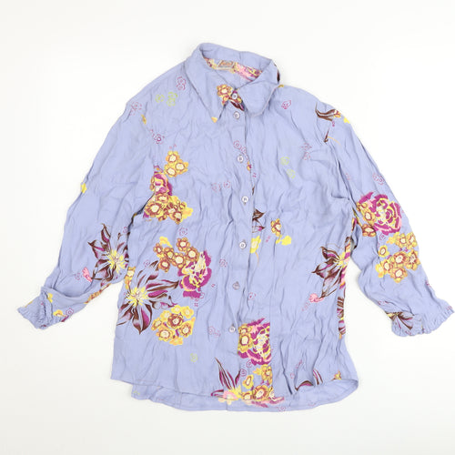 Oilily Women’s Purple Floral Viscose Blouse Size 14 Long Sleeve