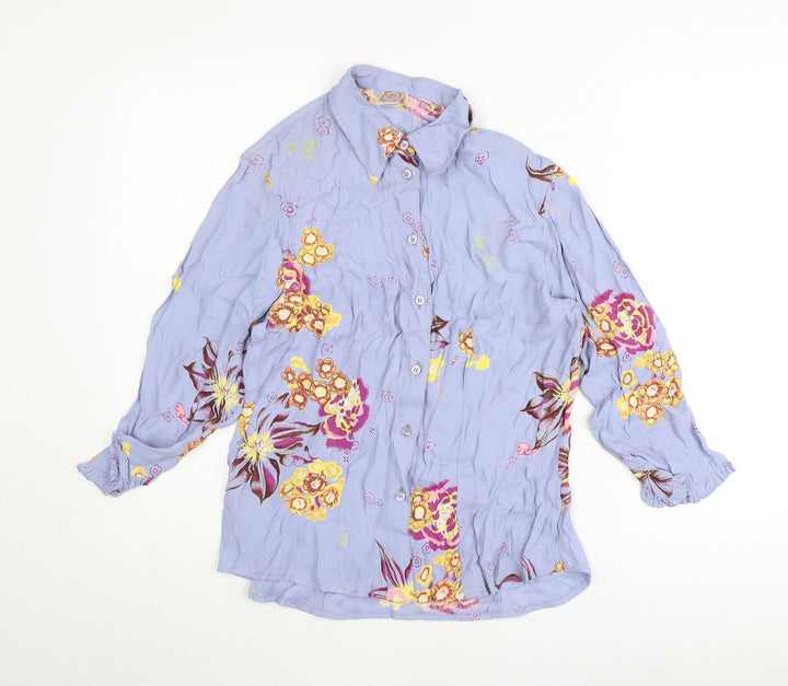 Oilily Women’s Purple Floral Viscose Blouse Size 14 Long Sleeve