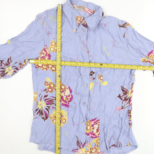 Oilily Women’s Purple Floral Viscose Blouse Size 14 Long Sleeve