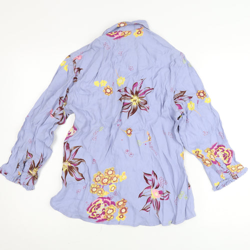 Oilily Women’s Purple Floral Viscose Blouse Size 14 Long Sleeve