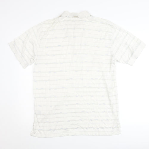 Ben Hogan Men’s White Striped Cotton Polo Shirt M Regular Fit