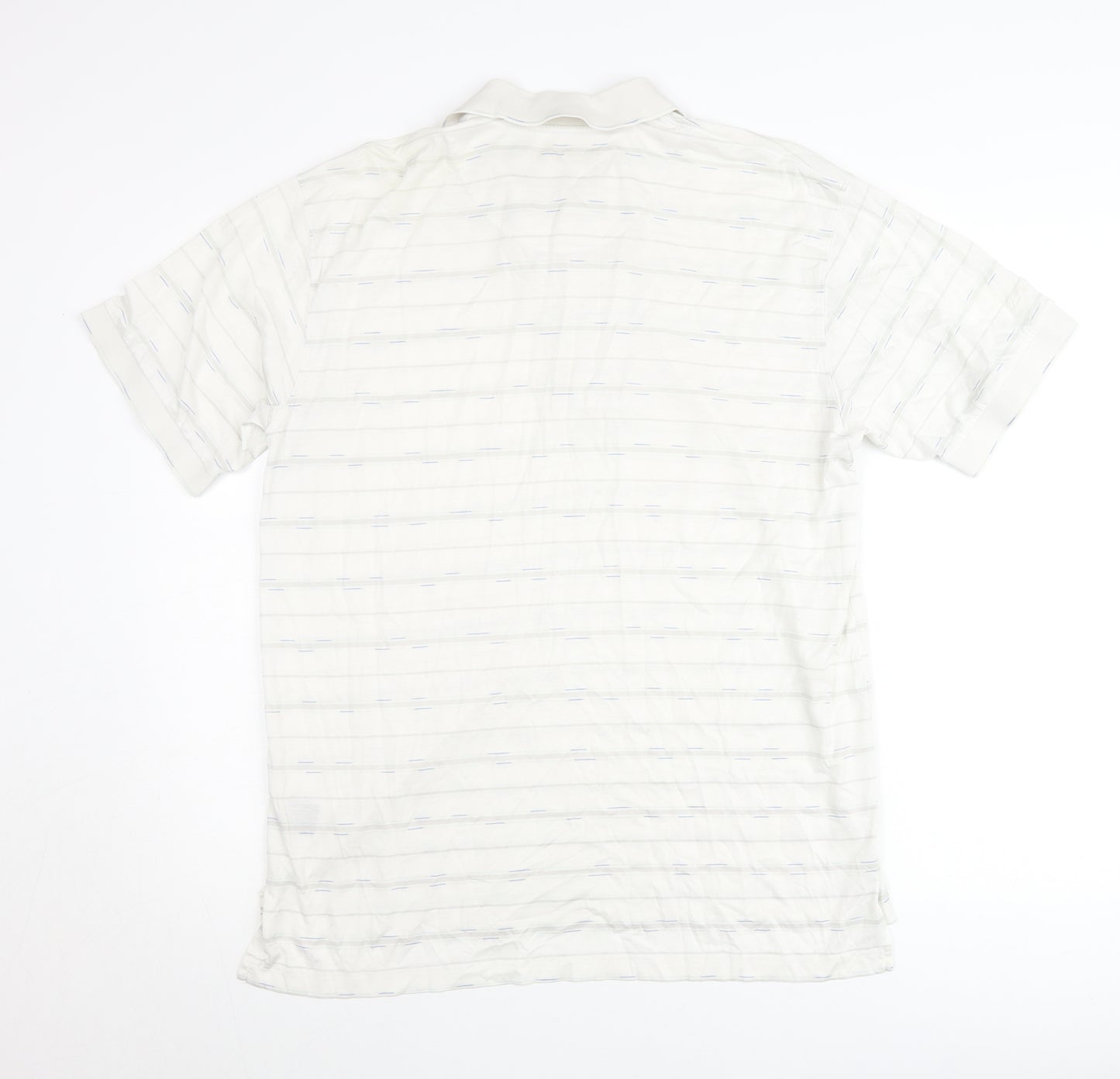 Ben Hogan Men’s White Striped Cotton Polo Shirt M Regular Fit