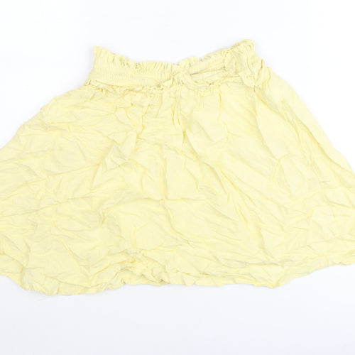 Next Girls Yellow Cotton A-Line Skirt 11 Years Knee Length Summer
