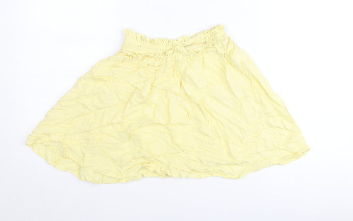 Next Girls Yellow Cotton A-Line Skirt 11 Years Knee Length Summer