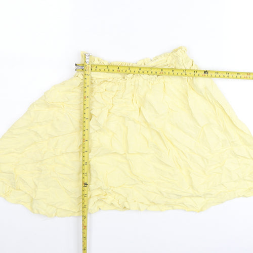 Next Girls Yellow Cotton A-Line Skirt 11 Years Knee Length Summer