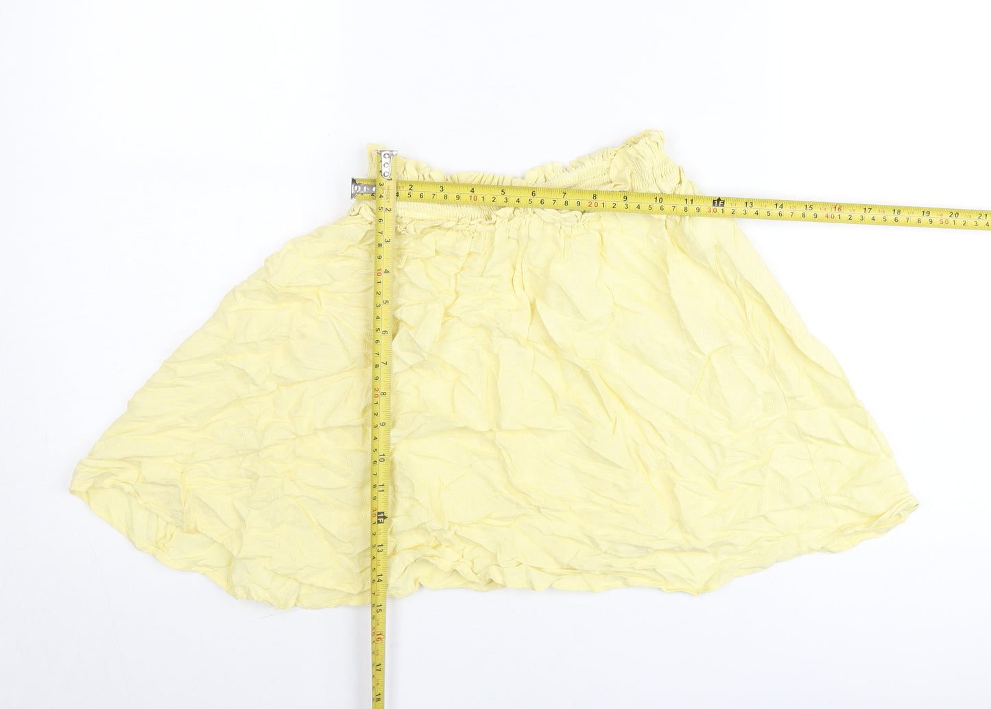 Next Girls Yellow Cotton A-Line Skirt 11 Years Knee Length Summer