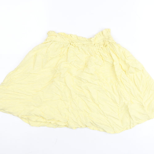 Next Girls Yellow Cotton A-Line Skirt 11 Years Knee Length Summer