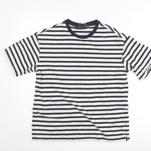 H&M Women’s Black White Striped Relaxed Fit T-Shirt Size 8